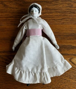 ANTIQUE GERMANY PORCELAIN CHINA HEAD DOLL SOFT BODY ORIGINAL OUTFIT 7 3/4" - Picture 1 of 16