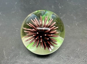 Hand Blown Art Glass Paperweight Sea Anemone Pattern, Unmarked, Small. - Picture 1 of 8