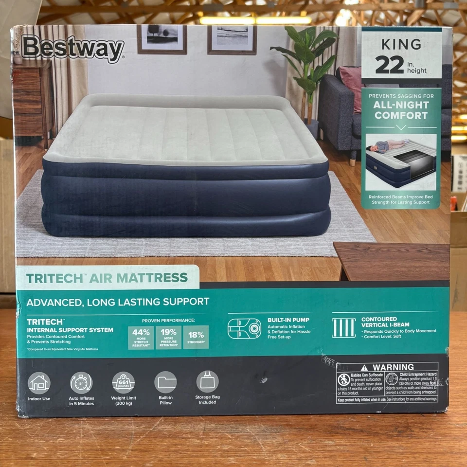 Bestway Tritech Air Mattress King 22” with Built-in AC Pump - Image 1 of 1
