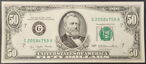 Vintage Uncirculated 1977 Fifty Dollar ($50) Federal Reserve Note, G7 Chicago - Picture 1 of 2