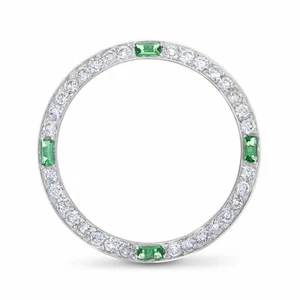 1CT BEAD SET NATURAL DIAMOND BEZEL 18KW FITS ROLEX DATE, DATEJUST WITH EMERALDS - Picture 1 of 6