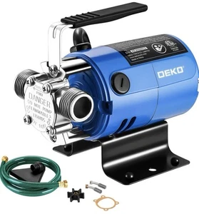 Wasserumfüllpumpe: DEKOPRO Umfüllpumpe elektrische Wasserpumpe Nutzpumpe Regen - Bild 1 von 7