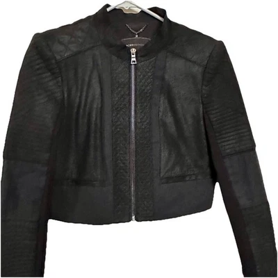 BCBG Maxazria Moto Women's Cropped Leather Jacket Black Size L - VTG Y2K - Image 1 of 4