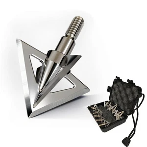 100 Grain Silver Broadheads Outdoor Arrowhead Crossbow Tips Hunting Arrow Head  - Picture 1 of 12