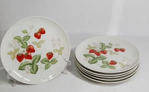 Vintage Strawberry Salad Plates Set Of 6 Spring Summer Fruit Garden - Picture 1 of 8