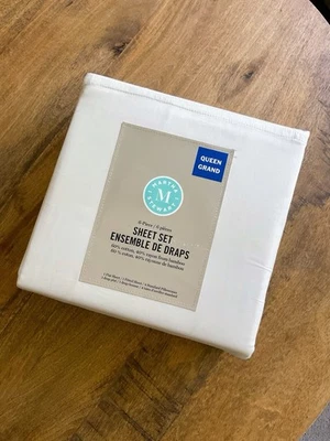 Juego de sábanas Martha Stewart 6 piezas algodón natural/bambú reina Foto 1 de 2