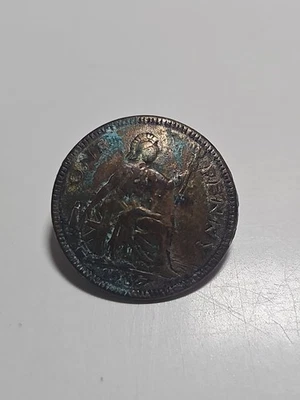 OLD PENNY BUTTON Vintage "1937" Metal Shank size 28mm  colour antique bronze - Image 1 of 2