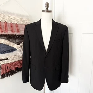 Massimo Dutti 120's Wool Italian Fabric Blazer Sport Coat Black Sz 42 US 52 EU - Picture 1 of 12