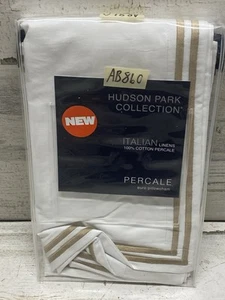 Hudson Park Italian Percal Cotton White / Champagne Euro Sham Neu - Bild 1 von 4