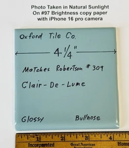 1 pc. Clair-De-Lume: 4-1/4" Glossy Bullnose Ceramic Tile, Oxford + Robertson Co. - Picture 1 of 15