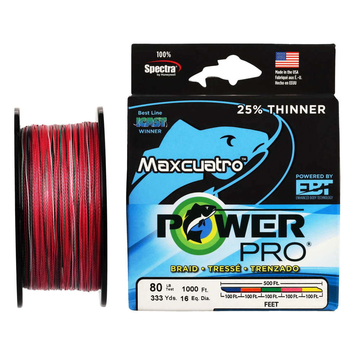 Fishing Line Shimano PowerPro MaxCuatro Braided - 80lb Test 300 Yards White  Power Pro Braid