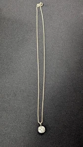 Collar Italia Plata de Ley 925 con Círculo Blanco Forma Piedra Circonita Firmado - Imagen 1 de 4