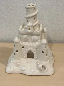 Partylite Sandschloss Teelicht Kerzenhalter weiß Biskuitporzellan P7306 - Bild 1 von 12