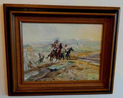 Placa Litográfica "Intrusos" Charles M Russell De Colección Rara Enmarcada 16"x13" Foto 1 de 4