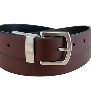Dockers Real Leather Belt For Jeans Brown Black Reversible Thick Metal Buckle - Picture 1 of 6