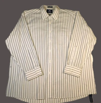 Stafford Wrinkle Free Broadcloth Men's XL Dress Shirt L. Sleeve White Gray Stipe - Image 1 of 4