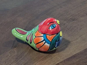 Talavera Red-headed Birdie Home Decor | Ceramic Pottery Bird Statue & Small - Picture 1 of 8