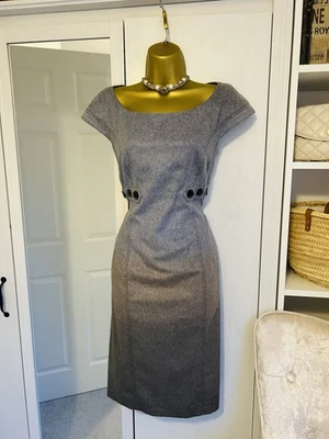 Karen Millen Grey Ombré Wool Button Pencil Wiggle Dress UK 14 Vintage - Image 1 of 4