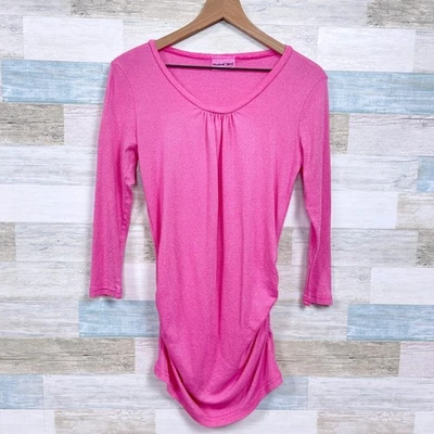 Michael Stars Metallic Shimmer Maternity Top Pink Long Sleeve Womens One Size - Image 1 of 4