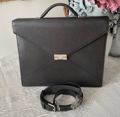 Le Tanneur porte documents cuir noir, bandoulière pour homme d'affaires - Photo 1/4