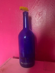 Vintage John Harvey Cobalt Blue Glass Bottle Vase Spain Wine Witchy Apothecary - Picture 1 of 10