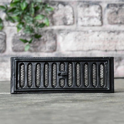 Black Cast Iron Adjustable Air Brick with Adjustable Vent 9" x 3" - Image 1 of 4