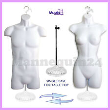 A Set Of Male & Female Mannequin Torso Dress Forms + 1 Stand + 2 Hangers