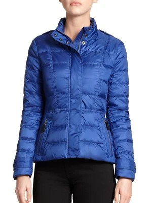 NWT BURBERRY BRIT DALESBURY SAPPHIRE BLUE  QUILTED CHECK DOWN COAT JACKET S - Image 1 of 4