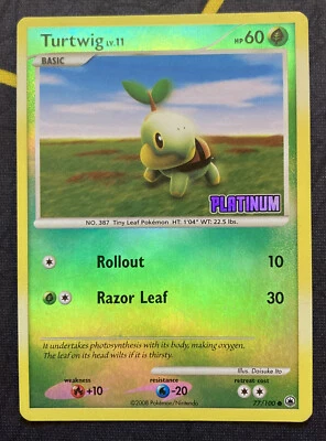 Pokemon TCG Turtwig 77/100 Platinum Set Reverse Holo Set Stamped - Image 1 of 4