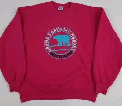 Sudadera Vintage Grand Traverse Resort Michigan Bear Bordada Años 90 Hecha en EE. UU. Foto 1 de 4