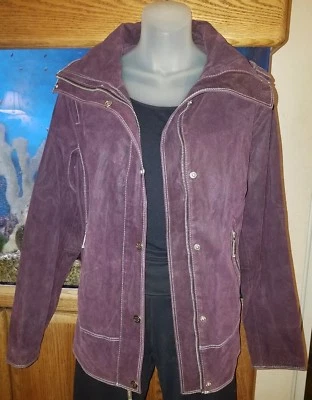 BRADLEY By Bradley Bayou Purple Leather Motorcycle Jacket Size Small - Image 1 of 4