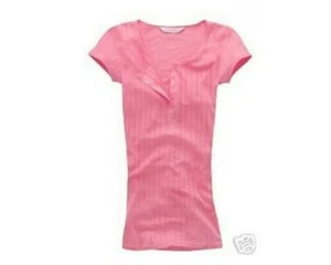 NWT AEROPOSTALE ribbed pointelle V-neck Henley pink small - Picture 1 of 1