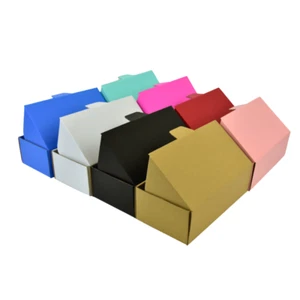 BoxMore Mailing Box 150 x 100 x 75mm Corrugated Carton White Brown Black Pink - Picture 1 of 27