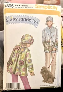 Simplicity Pattern 4805 Daisy Kingdom Child's-Misses Fleece Coat Hat XS-XL UNCUT - Picture 1 of 2