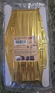 NUEVAS Cortinas de Fiesta Doradas Lámina con Flecos 39x118 - Imagen 1 de 3