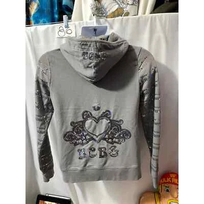 BCBG MAXAZRIA亮片细节连帽衫,尺寸 M 灰色 — 第 1/4 张图片