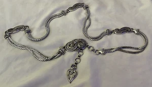 BRIGHTON Silver Accent Bali Hai Scroll Heart Belt CHAIN RARE UNIKAT Size XL - Bild 1 von 6