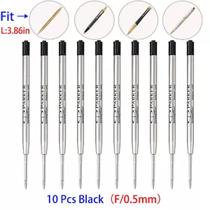 10 PIEZAS Recambios de tinta para bolígrafo negro punta fina para reemplazar estilo Parker - Imagen 1 de 53