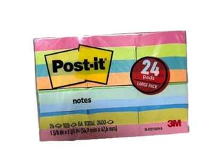 Post-it notes 24 pads Large Pack 24 x 100 total 2400 13/8 in x 17/8 in - Picture 1 of 3