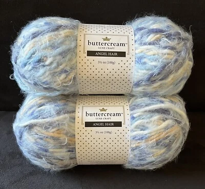 (2) Hilo Buttercream Luxe Craft CABELLO DE ÁNGEL AZUL Y TOPO #BCAS-04, 3,5 oz. Foto 1 de 4