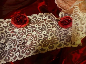 schöne breite Calais Spitze rosa lachs pastell 2m,5x,15cm - Bild 1 von 2