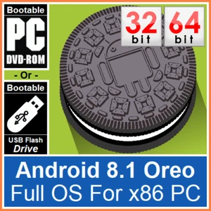 Bootable Android Oreo 8.1 32/64 Bit O/S For PC x86 Run Live Or Install Disc/USB - Picture 1 of 15