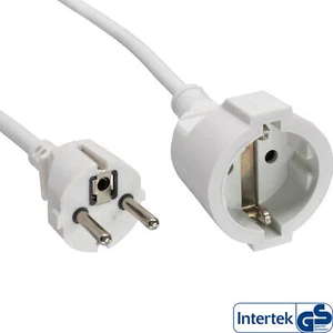 CEE7/7 Stecker auf CEE 7/7 Buchse Verlängerung 1m - 20m  Weiß Schutzkontakt - Bild 1 von 1