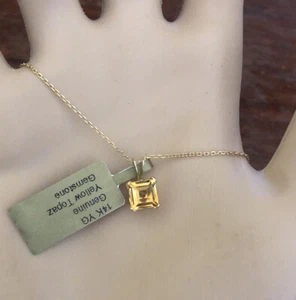 Neu mit Etikett, 14k, 1,12 ct Gelbtopas Anhänger mit Gold über 0,925 Halskette - Bild 1 von 12