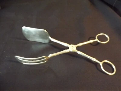 Vintage E.P. Pinças para salada/utensílios de prata zinco Itália, padrão bambu 9" - Imagem 1 de 4