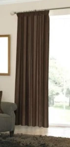 CORTINA DE PUERTA FORRADA MARRÓN CHOCOLATE LUJOSO ACABADO SATINADO ALGODÓN 66""X90"" #6197 - Imagen 1 de 3