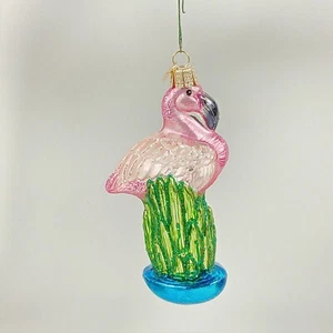 Pink Flamingo Glass Christmas Ornament F1278 - Picture 1 of 3