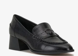 Vince Camuto Carissla Heeled LEATHER Loafer ~ BLACK WOMENS SIZE 7 - Picture 1 of 4