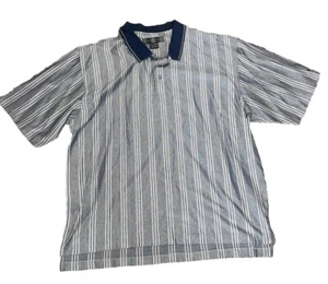 Nike Golf Men’s Polo Shirt XXL 2XL Blue White Striped Short Sleeve Dri-Fit - Picture 1 of 5