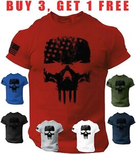 USA Flag T-Shirt Warrior Flag Skull Military tee Shirt